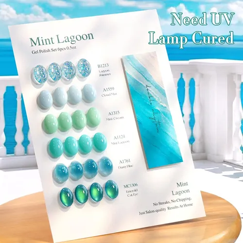 Conjunto Gel Uñas 6pz Mint Lagoon