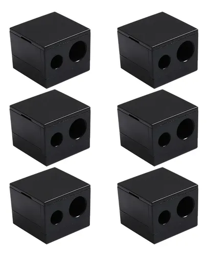 6pcs Black Double Hole Brow Pencil And Makeup Sharpener