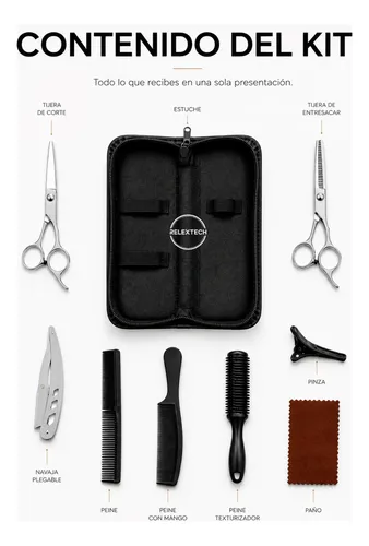 Kit Corte Cabello Profesional Estuche Tijeras Peines Complet