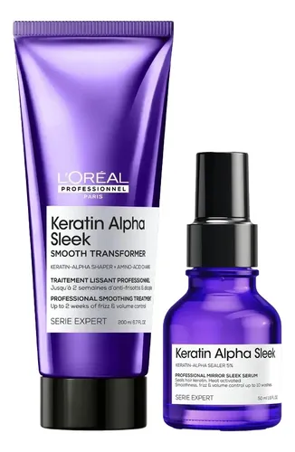 Kit Loreal Keratin Alpha Sleek Anti Frizz Tratamiento Serum