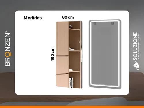 Espejo Premium Vertical Luz Led Trasera 60 X 165 Cm