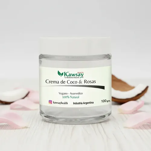 Crema Para Manos Y Pies Coco Y Rosas. Natural, Vegan Ayurved