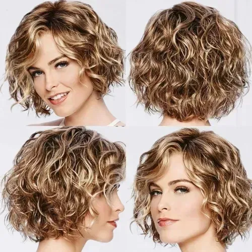Peluca Corta Rubia Sintética Mujer Natural