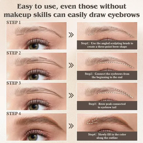 Polvo Para Cejas 3 Colores Anwuozu Con Espejo Y Brocha