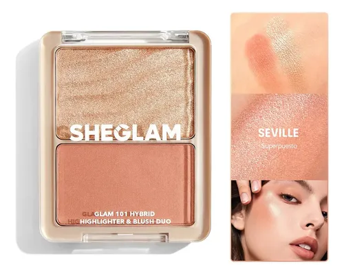 Sheglam Glam 101 Dúo Híbrido Iluminador Rubor Multifuncional Tono Del Maquillaje Seville