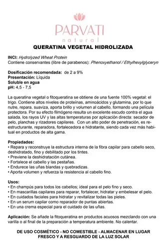 Queratina Vegetal Hidrolizada 60grs
