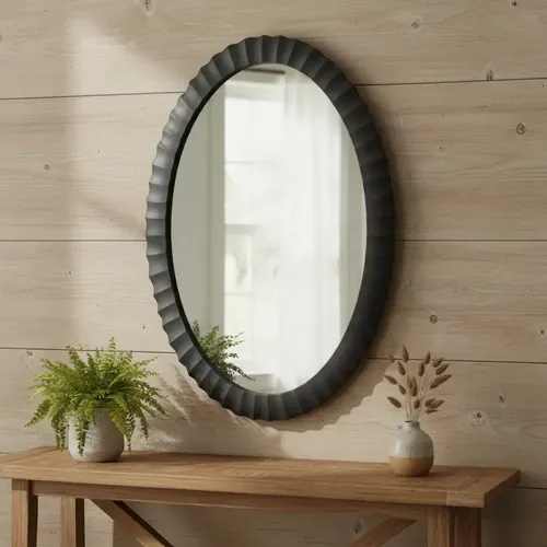 Espejo Plástico De Pared Ovalado 40x60cm Vgo Negro