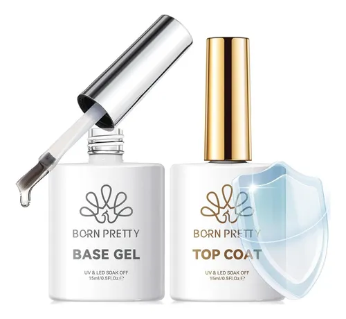 Base Y Top Coat Born Pretty Gel, 2 Piezas, Brillo Gloss