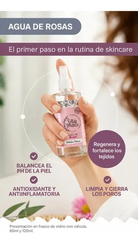 Agua De Rosas Natural Pura Anmat Vegan Sentidabotánica 120ml