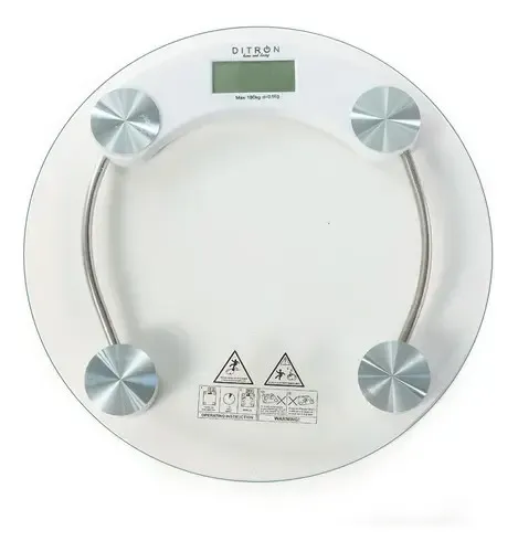 Balanza Digital Personal Ditron Scale10 Vidrio Blanco 180Kg LCD Baño