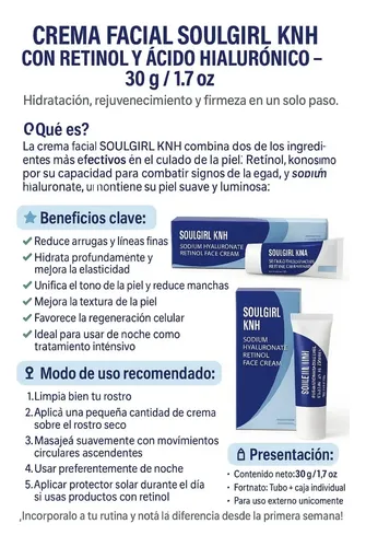 Retinol Crema Facial Con Sodio Hyaluronate Y Retinol Antiage