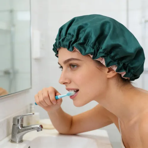 2-layer Waterproof Elastic Shower Bonnet For Long Braids, .y