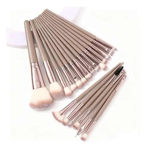 Set 20 Brochas Maquillaje Kolight Pelo Cabra Nylon Dorado