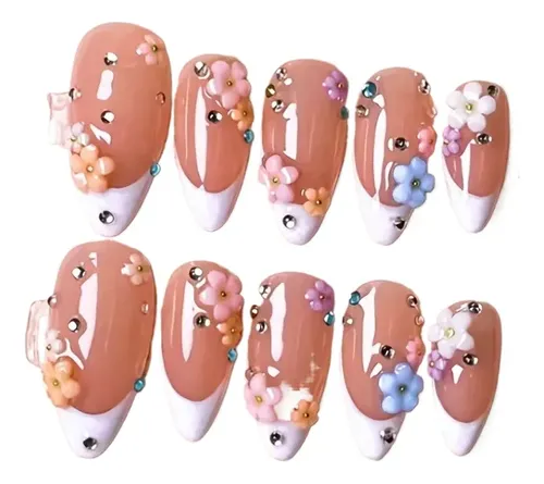 Un Juego De Pegatinas De Uñas Florales Pequeñas De Color Car