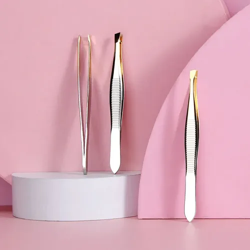 Pinza Depiladora Punta Inclinada Para Cejas