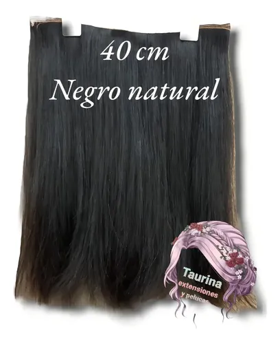 Cortina Cabello Natural 100% De 40cm De Largo Tupida 4 Capa Color Negro