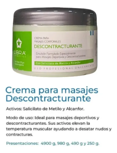 3 Crema Masajes Descontracturante 250gr. – Libra Cosmetica Fragancia Suave