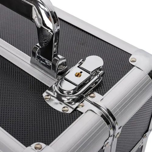 Maletin De Maquillaje Gadnic PVC Aluminio 6 Bandejas Cerradura Llaves Kit 11 Cepillos