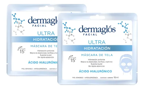 Kit X2 Mascara Facial Dermaglos Ultra Hidratacion X15ml
