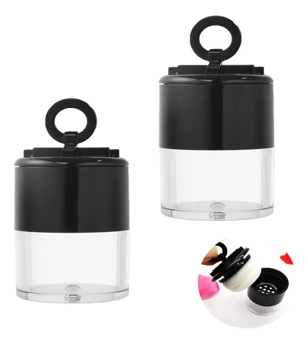 Set 2 Envases Polvo Suelto Con Puff 10 Ml Transparente