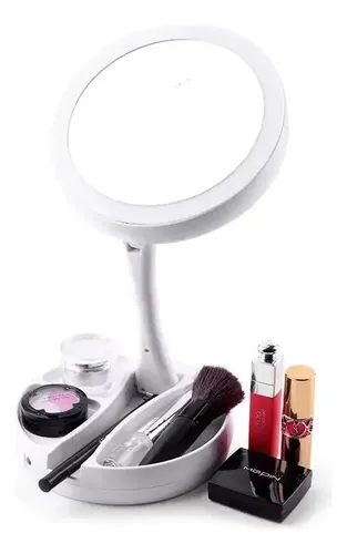 Espejo Maquillaje Led Doble Cara 1x 10x Luz Con Alajero
