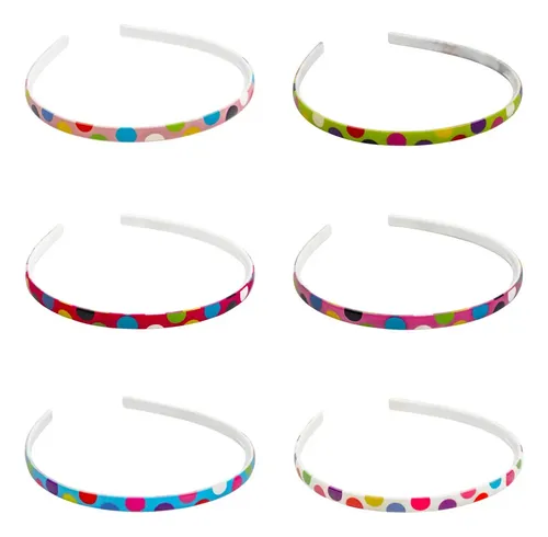 Vinchas Pelo 8mm Diseños Varios 6 Colores Pack X 12 Unidades