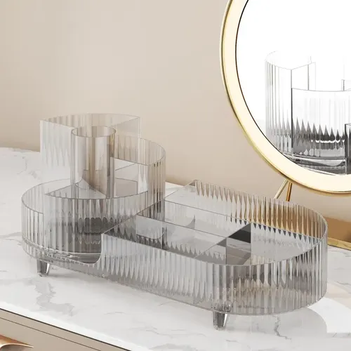 Organizador De Maquillaje Giratorio 360 Cosméticos Plástico Transparente