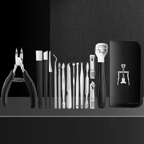 Kit Manicura 16 Piezas Con Estuche Negro