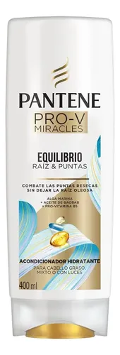 Acondicionador Hidratante para pelo Mixto Pantene Equilibrio Raíz y Puntas Pro-V Miracles con aceite de baobab, algas marinas y Pro-Vitamina B5 400 ml
