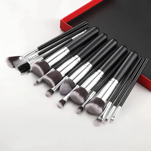 Kit 16 Brochas De Maquillaje, 5 Grandes Y 11 Pequeñas