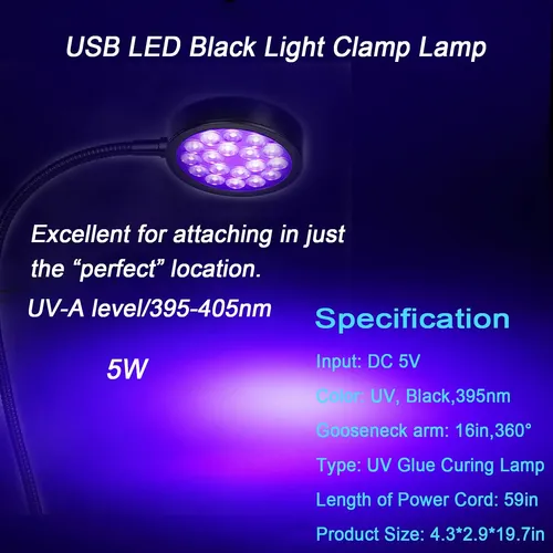 Lámpara Led Uv Negra Ciciny Mejorada De 5 W 395 Nm