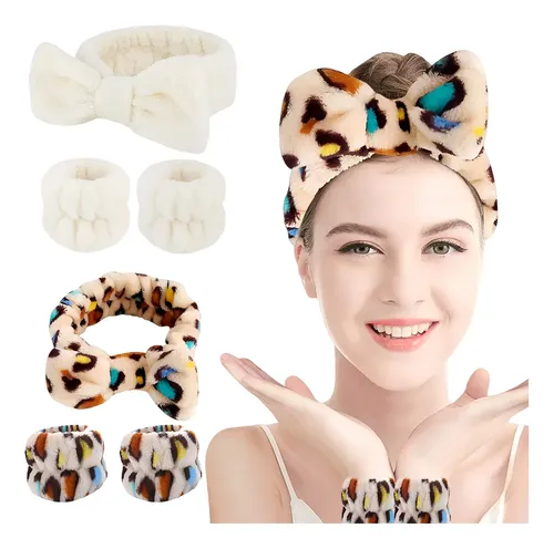 2 Diademas Muñequera Maquillaje Facial Spa Banda Para Cabell