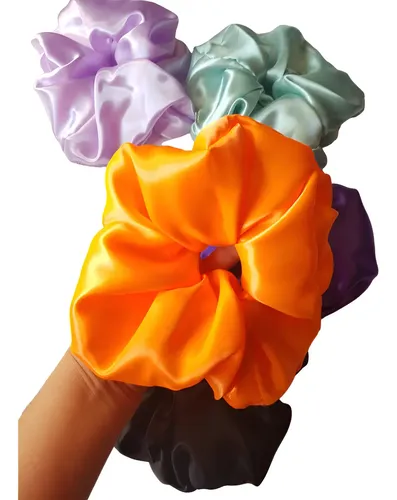 Colitas de pelo Scrunchies De Pelo De Raso Antifrizz Maxi escrunchie Naranja