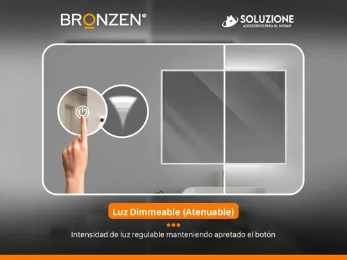 Espejo Premium Luz Led Trasera Horizontal Anodizado 60x80cm