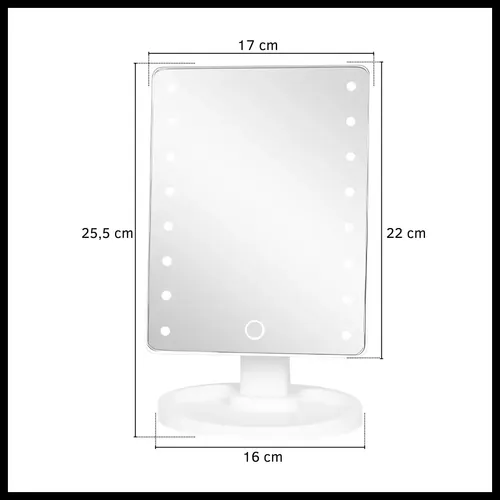 Espejo Led Maquillaje Touch Usb Luz Pie Regulable 360 Tactil
