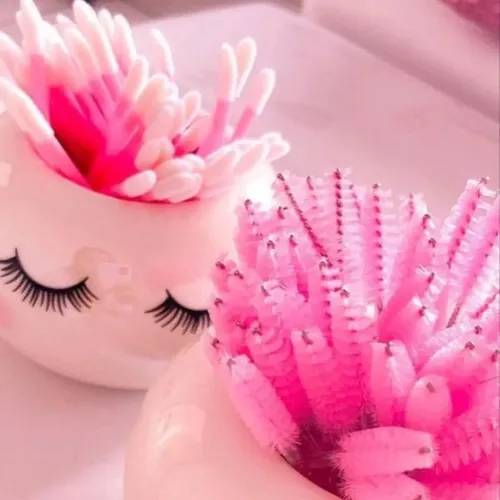 Pack de 50 Cepillos Desechables para Pestañas y Cejas Rosa con Brillo