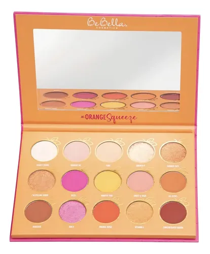 BeBella Orange Squeeze Paleta De Sombras 15 Tonos Cálidos Matte Y Shimmer Alta Pigmentación