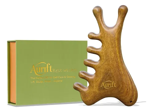 Gua Sha Tool Aurift 4 En 1 Para Rostro Y Cuerpo, Madera De S