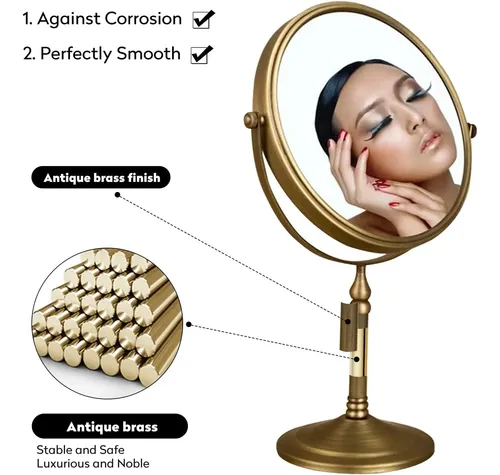 Espejo De Maquillaje Leyden De Latón Envejecido Con 3 Aument