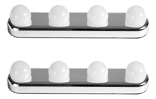 Espejo Led Sin Perforar, 2 Piezas, 4 Bombillas, Para Instala