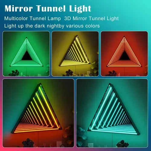 Luz Espejo Infinito Led Triángulo Multicolor 50cm Verde Oscu