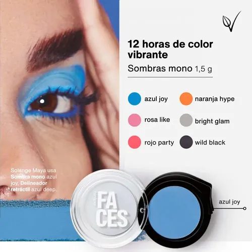 Sombra Mono Bright Glam Azul Joy Faces 1,5 G Natura Azul Joy