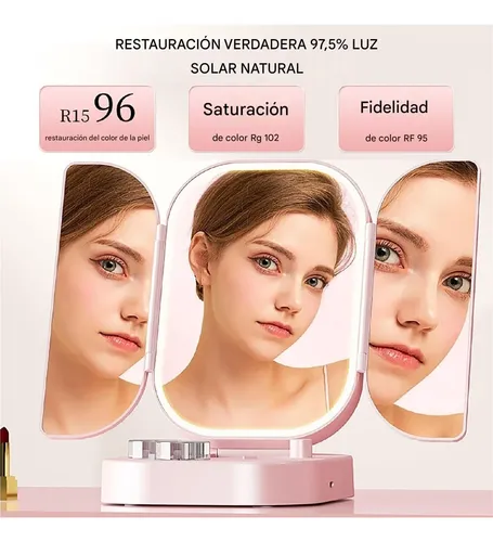 Espejo Maquillaje Led Luz 3 Modos Aumento 10x Recargable Usb