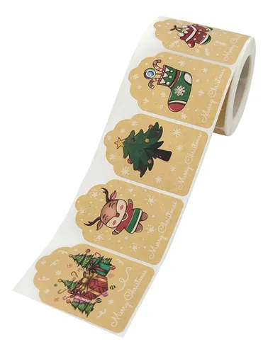 300 Uds. Etiquetas Adhesivas De Feliz Navidad Para Hacer