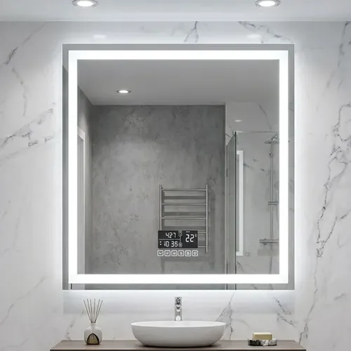 Espejo Led Baño 80 X 80 D Bluetooth Desempanador Reloj Full
