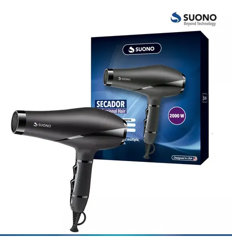 Secador De Pelo Suono Snpe-1003 2000w Frío Y Calor Negro