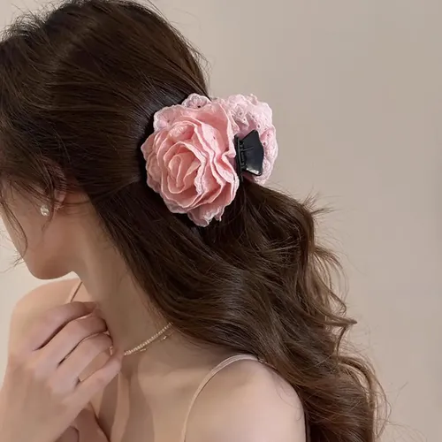 Pinza En Forma De Garra Para Mujer, De Tela, Con Forma De Fl