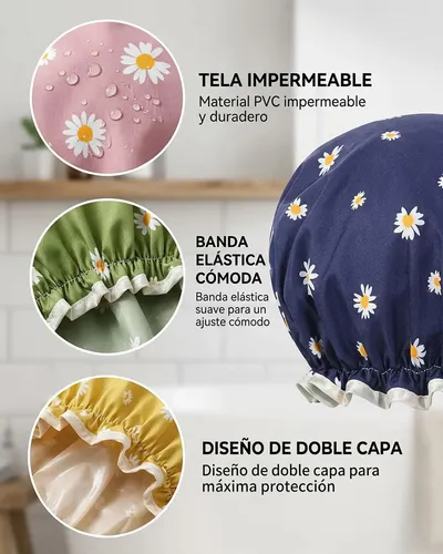 Gorras De Baño Para Mujer, 4 Piezas, Impermeables Pvc