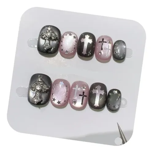 Alta Calidad Parche For Uñas Con Brillo En Contraste Negro