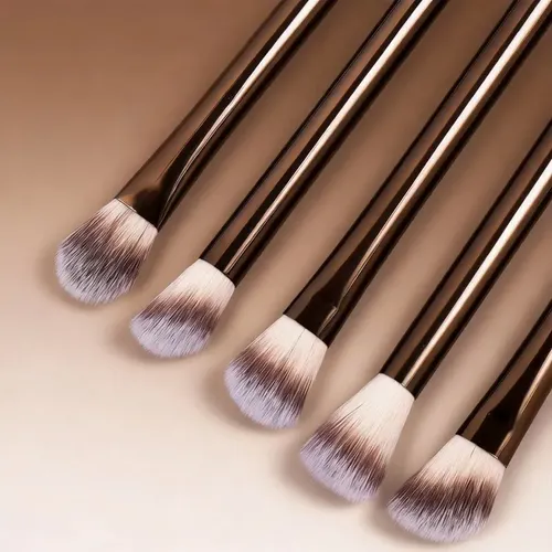 Set De 13 Pinceles De Maquillaje Para Ojos, Doble Punta 13-piece Long-handled Eye Brush In Coffee Color